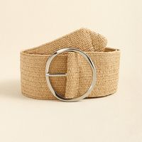 Vacation Modern Style Classic Style Solid Color Alloy Straw Buckle Women's Woven Belts sku image 1