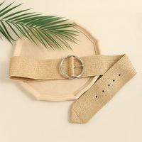 Vacation Modern Style Classic Style Solid Color Alloy Straw Buckle Women's Woven Belts main image 5