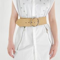 Vacation Modern Style Classic Style Solid Color Alloy Straw Buckle Women's Woven Belts main image 4