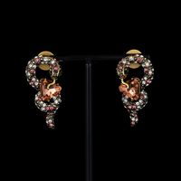 1 Pair Retro Shiny Snake Plating Inlay Copper Rhinestones 18k Gold Plated Drop Earrings main image 6