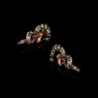 1 Par Retro Brillante Serpiente Enchapado Embutido Cobre Diamantes De Imitación Chapado En Oro De 18 Quilates. Pendientes De Gota main image 4