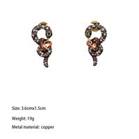 1 Pair Retro Shiny Snake Plating Inlay Copper Rhinestones 18k Gold Plated Drop Earrings main image 2
