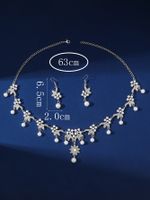 Elegant Leaf Alloy Hollow Out Rhinestones Silver Plated Unisex Earrings Necklace sku image 1