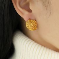 1 Pair Vintage Style Simple Style Lines Irregular Plating Pleated Copper 18k Gold Plated Ear Studs main image 3