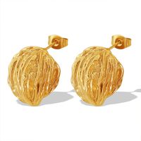 1 Pair Vintage Style Simple Style Lines Irregular Plating Pleated Copper 18k Gold Plated Ear Studs main image 7