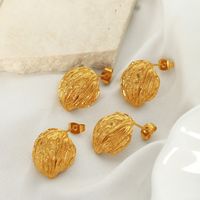 1 Pair Vintage Style Simple Style Lines Irregular Plating Pleated Copper 18k Gold Plated Ear Studs main image 4