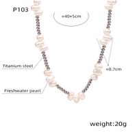 Elegant Geometric Freshwater Pearl Titanium Steel Beaded Necklace main image 2