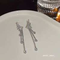 1 Pair Sweet Simple Style Wings Inlay Copper Artificial Diamond Drop Earrings main image 3