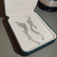 1 Pair Sweet Simple Style Wings Inlay Copper Artificial Diamond Drop Earrings sku image 1