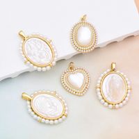 1 Piece Copper Artificial Pearls Shell 18K Gold Plated Inlay Polished Pendant main image 1