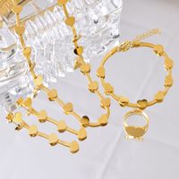 304 Stainless Steel 18K Gold Plated Elegant Simple Style Plating Heart Shape Jewelry Set main image 1