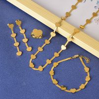 Edelstahl 304 18 Karat Vergoldet Elegant Einfacher Stil Überzug Herzform Schmuck-Set sku image 1