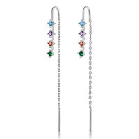 1 Pair Elegant Luxurious Shiny Tassel Plating Inlay Sterling Silver Zircon 18k Gold Plated White Gold Plated Ear Line sku image 2
