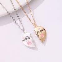 Cute Heart Shape Alloy Enamel Plating Mother's Day Mother&daughter Pendant Necklace main image 5
