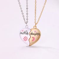 Cute Heart Shape Alloy Enamel Plating Mother's Day Mother&daughter Pendant Necklace main image 1
