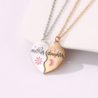 Cute Heart Shape Alloy Enamel Plating Mother's Day Mother&daughter Pendant Necklace main image 4