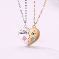 Ig Style Heart Shape Alloy Enamel Plating Mother's Day Mother&son Pendant Necklace main image 1