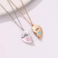 Ig Style Heart Shape Alloy Enamel Plating Mother's Day Mother&son Pendant Necklace main image 2