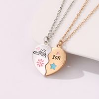 Ig Style Heart Shape Alloy Enamel Plating Mother's Day Mother&son Pendant Necklace main image 5