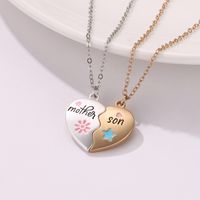 Ig Style Heart Shape Alloy Enamel Plating Mother's Day Mother&son Pendant Necklace main image 3