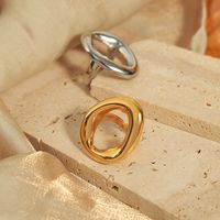 Casual Simple Style Commute Solid Color Titanium Steel Plating Hollow Out 18k Gold Plated Rings main image 6