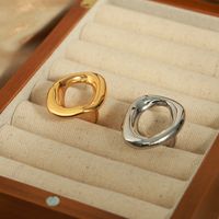 Casual Simple Style Commute Solid Color Titanium Steel Plating Hollow Out 18k Gold Plated Rings main image 1
