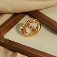 Casual Simple Style Commute Solid Color Titanium Steel Plating Hollow Out 18k Gold Plated Rings main image 8