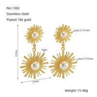 1 Piece Cute Wedding Bridal Flower Plating Inlay Stainless Steel Artificial Pearls 18K Gold Plated Drop Earrings main image 2