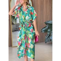 Women's Regular Dress Elegant Shirt Collar Printing Short Sleeve Flower Maxi Long Dress Daily main image 4