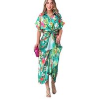 Women's Regular Dress Elegant Shirt Collar Printing Short Sleeve Flower Maxi Long Dress Daily main image 2