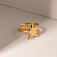 304 Stainless Steel IG Style Simple Style Plating Starfish Open Rings main image 1