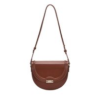 Women's Pu Solid Color Classic Style Sewing Thread Saddle Shape Magnetic Buckle Shoulder Bag sku image 1