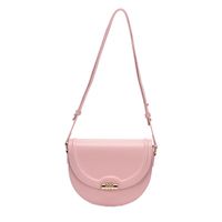 Women's Pu Solid Color Classic Style Sewing Thread Saddle Shape Magnetic Buckle Shoulder Bag sku image 3