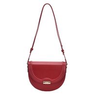 Women's Pu Solid Color Classic Style Sewing Thread Saddle Shape Magnetic Buckle Shoulder Bag sku image 4