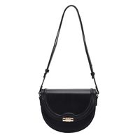 Women's Pu Solid Color Classic Style Sewing Thread Saddle Shape Magnetic Buckle Shoulder Bag sku image 5