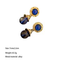 1 Pair Classical Retro Geometric Plating Inlay Alloy Artificial Gemstones 18k Gold Plated Drop Earrings main image 2