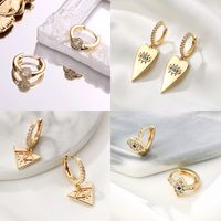 1 Pair Elegant Triangle Devil's Eye Heart Shape Plating Inlay Copper 3a Zircon 14k Gold Plated Drop Earrings main image 8