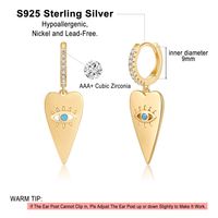 1 Pair Elegant Triangle Devil's Eye Heart Shape Plating Inlay Copper 3a Zircon 14k Gold Plated Drop Earrings main image 3