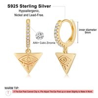 1 Pair Elegant Triangle Devil's Eye Heart Shape Plating Inlay Copper 3a Zircon 14k Gold Plated Drop Earrings main image 4