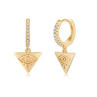 1 Pair Elegant Triangle Devil's Eye Heart Shape Plating Inlay Copper 3a Zircon 14k Gold Plated Drop Earrings sku image 6