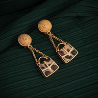 1 Pair Glam Retro Bag Plating Alloy 18k Gold Plated Drop Earrings sku image 1