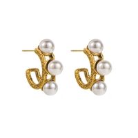 1 Pair Vintage Style Modern Style Simple Style Flower Inlay Stainless Steel Artificial Pearls Earrings sku image 2