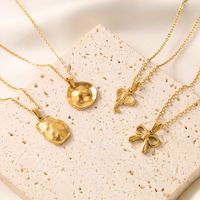 Vintage Style Simple Style Geometric Dragonfly Bow Knot Stainless Steel Plating 18k Gold Plated Pendant Necklace main image 3