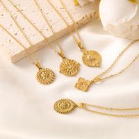 Vintage Style Sun Stainless Steel Plating 18k Gold Plated Pendant Necklace main image 3