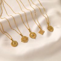 Vintage Style Sun Stainless Steel Plating 18k Gold Plated Pendant Necklace main image 5