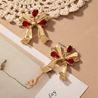 1 Pair Romantic Sweet Bow Knot Plating Inlay Alloy Glass 14k Gold Plated Drop Earrings main image 5