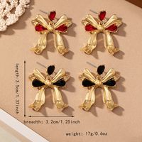 1 Pair Romantic Sweet Bow Knot Plating Inlay Alloy Glass 14k Gold Plated Drop Earrings main image 2