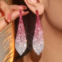 1 Pair Elegant Luxurious Geometric Tassel Plating Inlay Alloy Rhinestones Silver Plated Drop Earrings main image 9