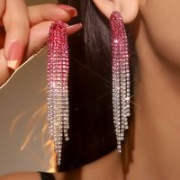 1 Pair Elegant Luxurious Geometric Tassel Plating Inlay Alloy Rhinestones Silver Plated Drop Earrings sku image 3