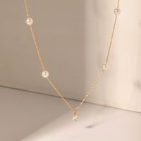 Elegant Simple Style Geometric Stainless Steel Plating Inlay Artificial Pearls Zircon 18k Gold Plated Necklace main image 1